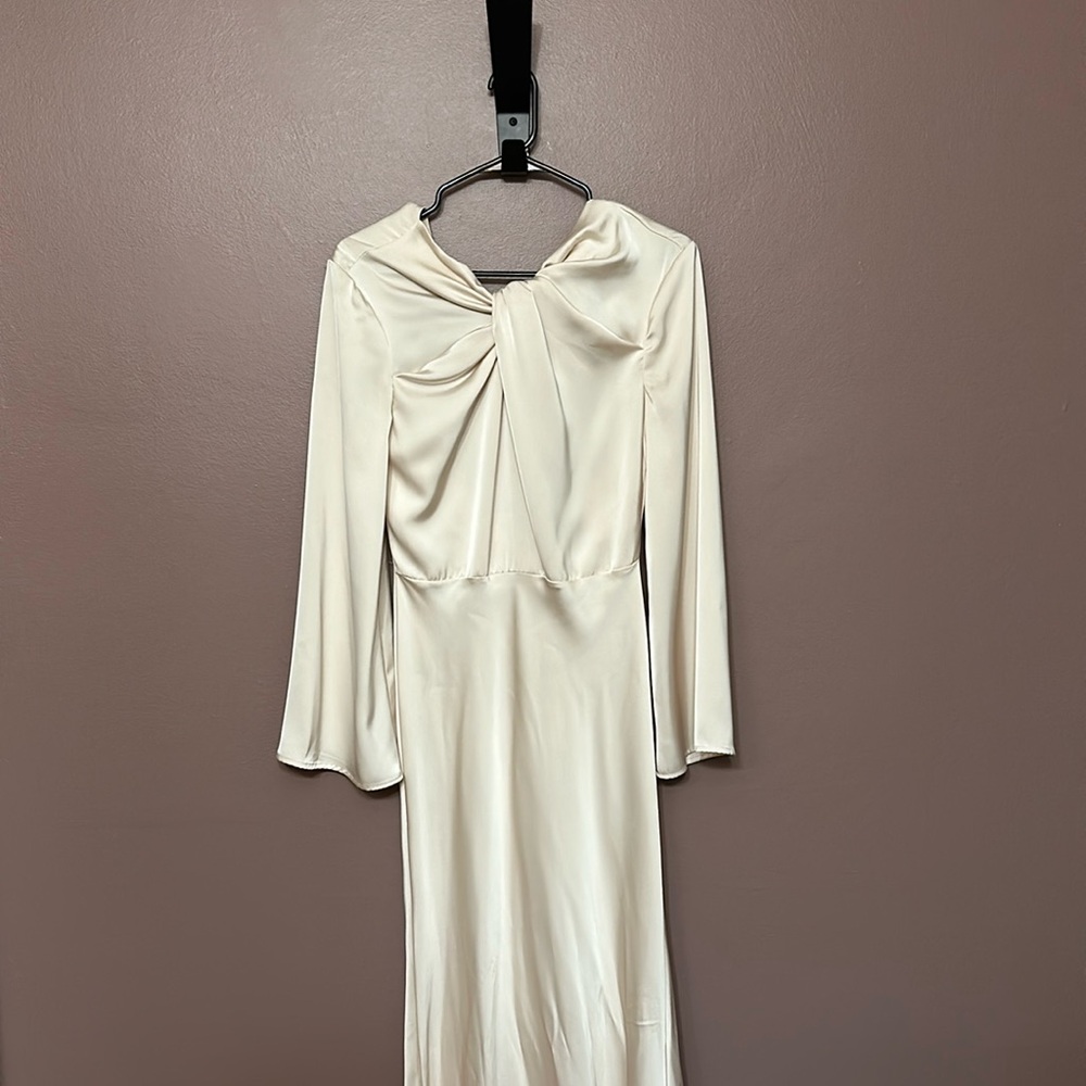 Off white satin midi dress from Zara